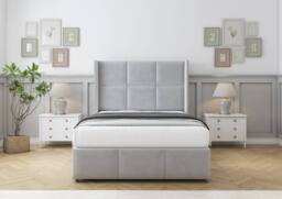 "Sloomy Beaumont Plush Divan Base No Drawers-54"" Wing Headboard & Footboard in Silver - Size: King" - thumbnail 2