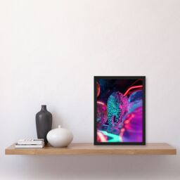 Artery8 Leopard & Neon Pink Blue Colour Party Balloons Framed Art Print - Size: A4 - thumbnail 4