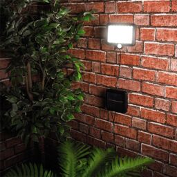 mysmartbuy 600 Lumen Motion Sensor Wall Security Light - Outdoor Solar Powered Light with 56 LEDs for Garage, Front Door, Yard, Wall, Garden in Black - thumbnail 3