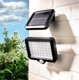 mysmartbuy 600 Lumen Motion Sensor Wall Security Light - Outdoor Solar Powered Light with 56 LEDs for Garage, Front Door, Yard, Wall, Garden in Black - thumbnail 2