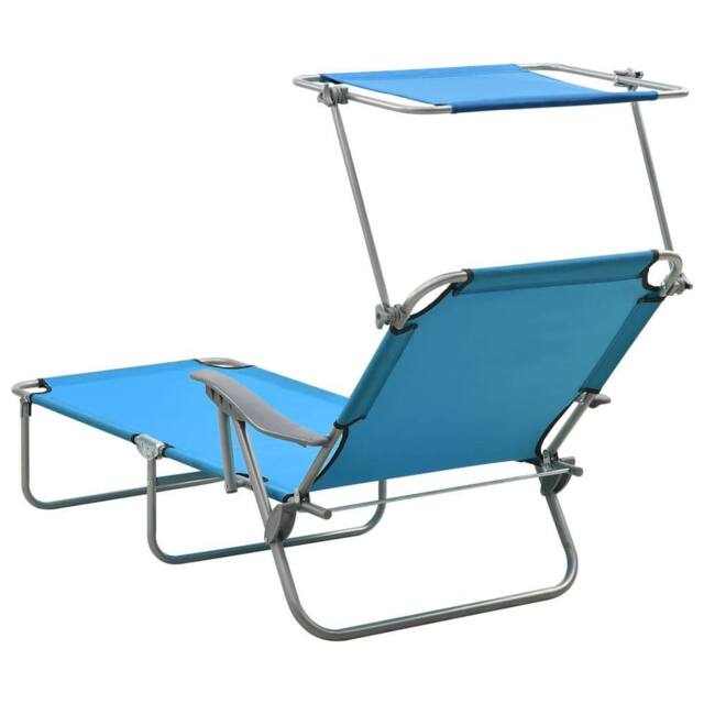 Berkfield Home Sun Lounger with Canopy Steel Blue - image 1
