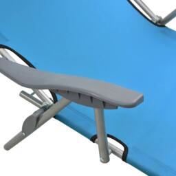Berkfield Home Sun Lounger with Canopy Steel Blue - thumbnail 6