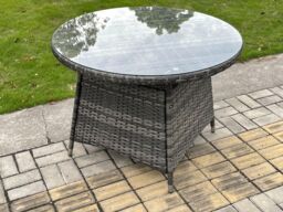 Fimous Wicker PE Outdoor Rattan Garden Furniture Arm Chair & Table Dining Sets 4 Seater Medium Round Table Dark Grey Mixed - thumbnail 4