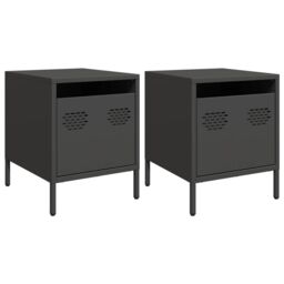 Berkfield Home Bedside Cabinets¬†2 pcs Black 35x39x43.5 cm Steel - thumbnail 2
