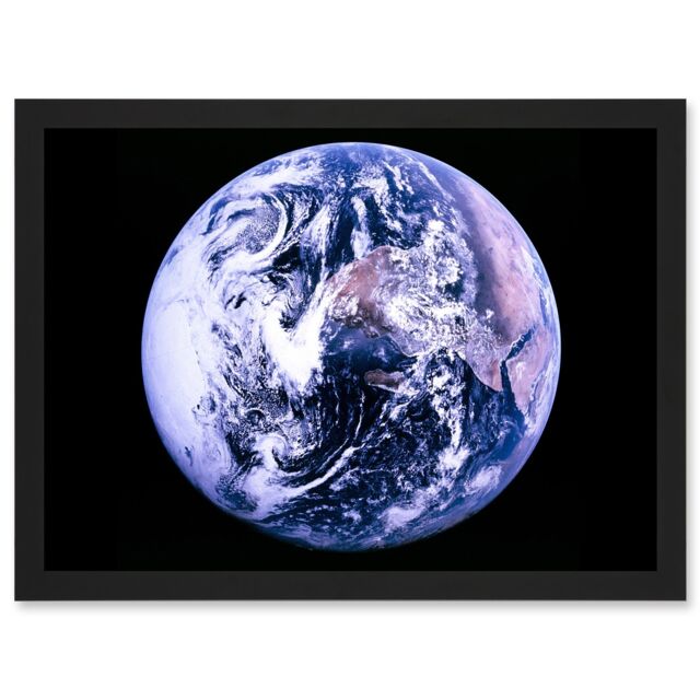 Artery8 Space Nasa Earth Apollo 17 Blue Marble Photograph Artwork Framed Wall Art Print A4 in Black - image 1
