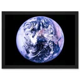 Artery8 Space Nasa Earth Apollo 17 Blue Marble Photograph Artwork Framed Wall Art Print A4 in Black - thumbnail 1