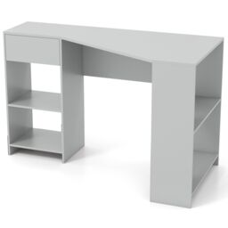Costway L-Shaped Computer Desk Compact Corner Executive Desk w/Storage in Grey - thumbnail 4