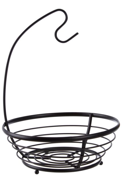 Orsina Fruit Basket With Banana Hanger, Dual Purpose Wire Storage For Fruits & Bananas, Durable Matte Black - image 1
