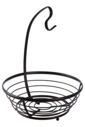 Orsina Fruit Basket With Banana Hanger, Dual Purpose Wire Storage For Fruits & Bananas, Durable Matte Black - thumbnail 2
