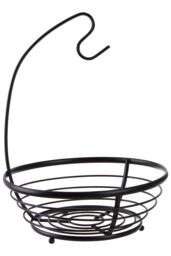 Orsina Fruit Basket With Banana Hanger, Dual Purpose Wire Storage For Fruits & Bananas, Durable Matte Black