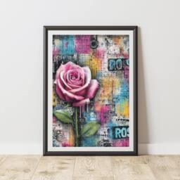 60 SECOND MAKEOVER Rose Graffiti Print Urban Street Art Poster Junk Journal - Size: A4 - thumbnail 1