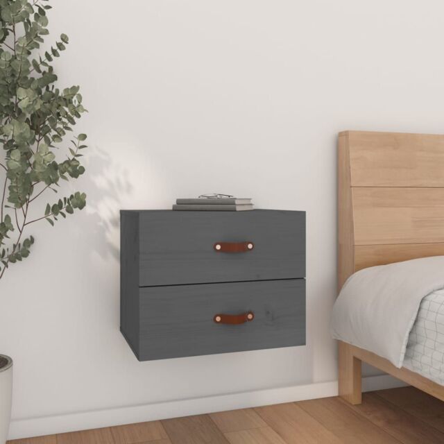 Berkfield Home Wall-mounted Bedside Cabinet Grey 50x36x40 cm - Size: 50 x 36 x 40 cm - image 1