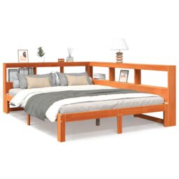 Berkfield Home Bookcase Bed without Mattress Wax Brown 140x200 cm Solid Wood Pine - thumbnail 2
