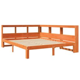 Berkfield Home Bookcase Bed without Mattress Wax Brown 140x200 cm Solid Wood Pine - thumbnail 4