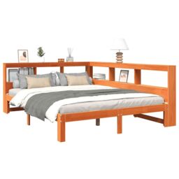 Berkfield Home Bookcase Bed without Mattress Wax Brown 140x200 cm Solid Wood Pine - thumbnail 3