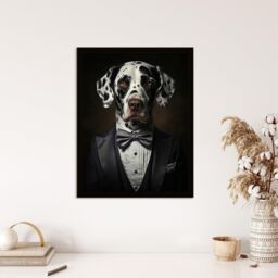Wee Blue Coo Wall Art Print Dalmatian Dinner Jacket Portrait Dog Living Room Framed in Black - Size: A4 - thumbnail 4