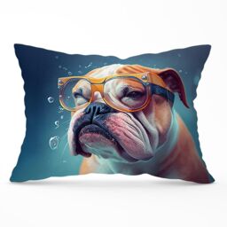 Warren Reed - Designer Bulldog Splashart Cushions in Brown - Size: 45 cm x 45 cm - thumbnail 1