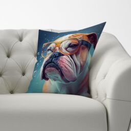 Warren Reed - Designer Bulldog Splashart Cushions in Brown - Size: 45 cm x 45 cm - thumbnail 2
