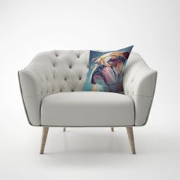 Warren Reed - Designer Bulldog Splashart Cushions in Brown - Size: 45 cm x 45 cm - thumbnail 4
