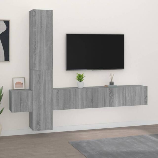 Berkfield Home 5 Piece TV Cabinet Set Grey Sonoma Engineered Wood - image 1