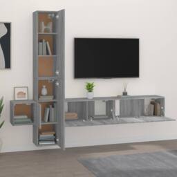 Berkfield Home 5 Piece TV Cabinet Set Grey Sonoma Engineered Wood - thumbnail 3