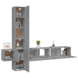 Berkfield Home 5 Piece TV Cabinet Set Grey Sonoma Engineered Wood - thumbnail 4
