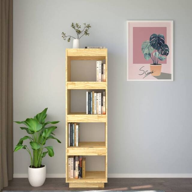 Berkfield Home Beautiful Book Cabinet/Room Divider 40x35x135 cm Solid Pinewood in Natural - Size: 40 x 35 x 135 cm - image 1