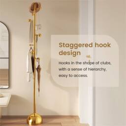 Nordara Freestanding Metal Coat Rack 170x42x42cm in Gold - Size: 170 x 42 x 42 cm - thumbnail 4