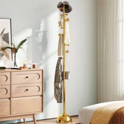 Nordara Freestanding Metal Coat Rack 170x42x42cm in Gold - Size: 170 x 42 x 42 cm
