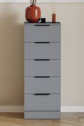 Home Discount Vida Designs Trega 5 Drawer Narrow Chest of Drawers Space Saving in Grey - thumbnail 3