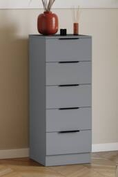 Home Discount Vida Designs Trega 5 Drawer Narrow Chest of Drawers Space Saving in Grey - thumbnail 1