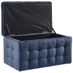 Wyld and Coco Dark Blue Velvet Tufted Ottoman With Storage Bench - thumbnail 5