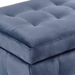 Wyld and Coco Dark Blue Velvet Tufted Ottoman With Storage Bench - thumbnail 7