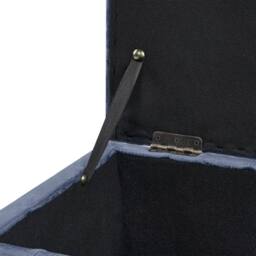 Wyld and Coco Dark Blue Velvet Tufted Ottoman With Storage Bench - thumbnail 6
