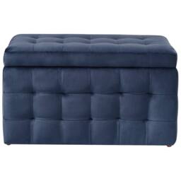 Wyld and Coco Dark Blue Velvet Tufted Ottoman With Storage Bench - thumbnail 4