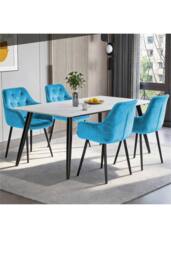 Groundlevel Set of 2 Velvet Upholstered Dining Chairs in Teal