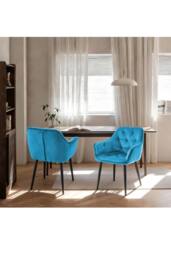 Groundlevel Set of 2 Velvet Upholstered Dining Chairs in Teal - thumbnail 2