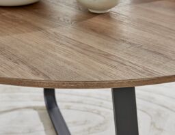 FurnitureboxUK Santorini Brown Round Dining Table & 6 Corona Black Leg Chairs - thumbnail 2