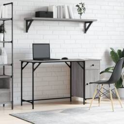 Berkfield Home Computer Desk Grey Sonoma 131x48x75 cm Engineered Wood - Size: 131 x 48 x 75 cm - thumbnail 2