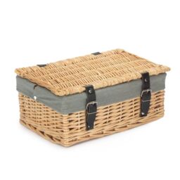 Red Hamper 36cm Buff Wicker Empty Picnic Basket in Grey - thumbnail 3