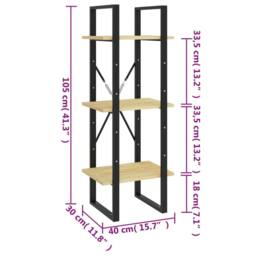 Berkfield Home 3-Tier Book Cabinet 40x30x105 cm Solid Pinewood in Brown - Size: 40 x 30 x 105 cm - thumbnail 8