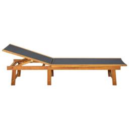 Berkfield Home Sun Lounger Solid Acacia Wood & Textilene in Brown - thumbnail 4