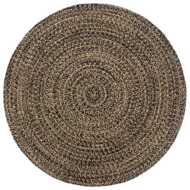 Berkfield Home Handmade Rug Jute Black & Brown 180 cm - Size: 100 cm diameter - image 1