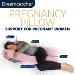 Dreamcatcher Women's Pink Pregnancy Pillow, U Shaped Shredded Memory Foam Maternity Pillow Machine Washable & Removable Velvet Cover - thumbnail 2