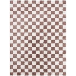 Livabliss Fossay Shag-Washable Beige Brown Green Grey Pink Cream Checkered Rug in Dark Brown - Size: 200 cm x 275 cm - thumbnail 2