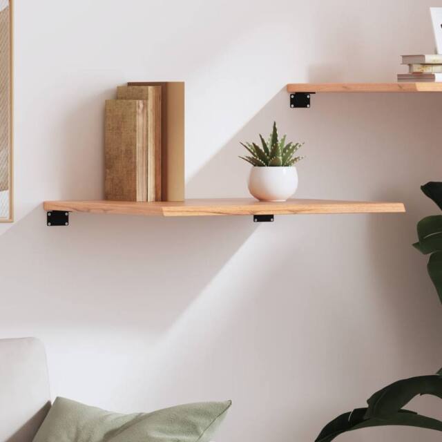 Berkfield Home Wall Shelf Light Brown 60x60x2 cm Treated Solid Wood Oak - Size: 60 x 60 x 2 cm - image 1