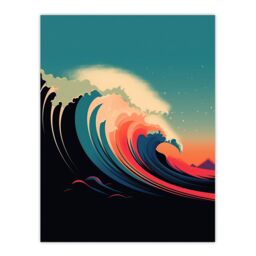 "Artery8 Rainbow Bomb Wave Ocean Sea Bauhaus Wave Bathroom Toilet Unframed Wall Art Print Poster Home Decor Premium - Size: W12"" x H16""" - thumbnail 1