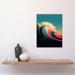 "Artery8 Rainbow Bomb Wave Ocean Sea Bauhaus Wave Bathroom Toilet Unframed Wall Art Print Poster Home Decor Premium - Size: W12"" x H16""" - thumbnail 4