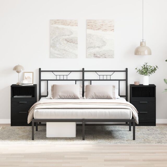 Berkfield Home Bedside Cabinets 2 pcs Black Oak 40x35x65 cm Engineered Wood - Size: 40 x 35 x 65 cm - image 1
