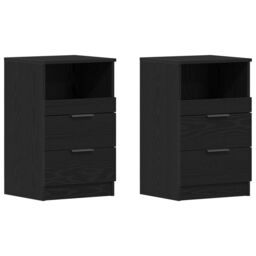 Berkfield Home Bedside Cabinets 2 pcs Black Oak 40x35x65 cm Engineered Wood - Size: 40 x 35 x 65 cm - thumbnail 2